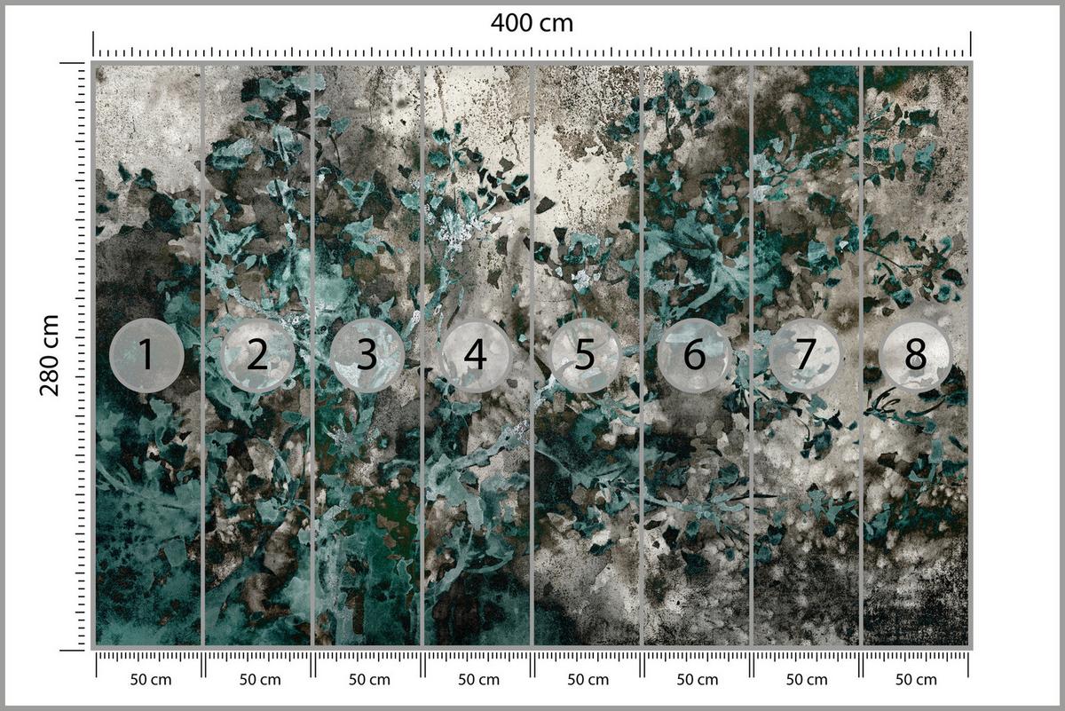 FOTOTAPETE für Wohnzimmer Beton Abstraktion 400x280 - Türkis/Grau, Papier (400/280cm) - Muralo