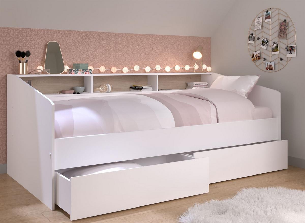 STAURAUMBETT Parisot Sleep 1-tlg. Holznachbildung Weiß/Eiche - Eichefarben/Weiß, Kunststoff - 58aufmkessel