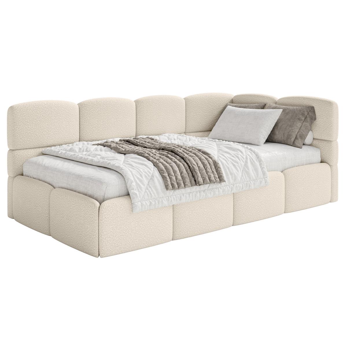 JUGENDBETT Cloudy Hellbeige 120 cm, Bouclé - Ecru/Schwarz, Kunststoff/Textil (120/200cm) - Selsey