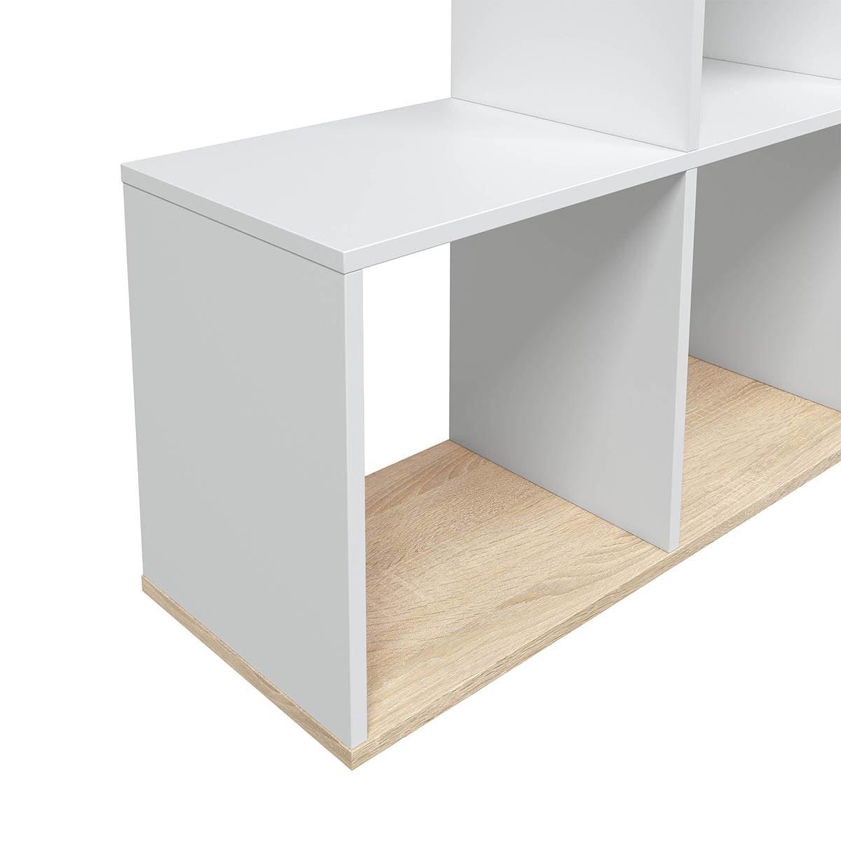 BÜCHERREGAL Treppe 6 Fächer Step - H110 cm - Weiß, Holzwerkstoff (28/110/9.6cm) - Calicosy