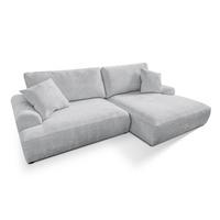 ECKSOFA Melvano mit Schlaffunktion und Bettkasten im Japandi-Stil aus weichem Hellgrau Chenille-Stoff - Hellgrau/Schwarz, Holz/Kunststoff (240/145cm) - S-Style