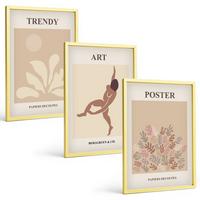 BILDER SET 3er Set - 40x60 cm Goldrahmen - Matisses abstrakte Formen - Goldfarben, Kunststoff (40/60cm) - TULUP