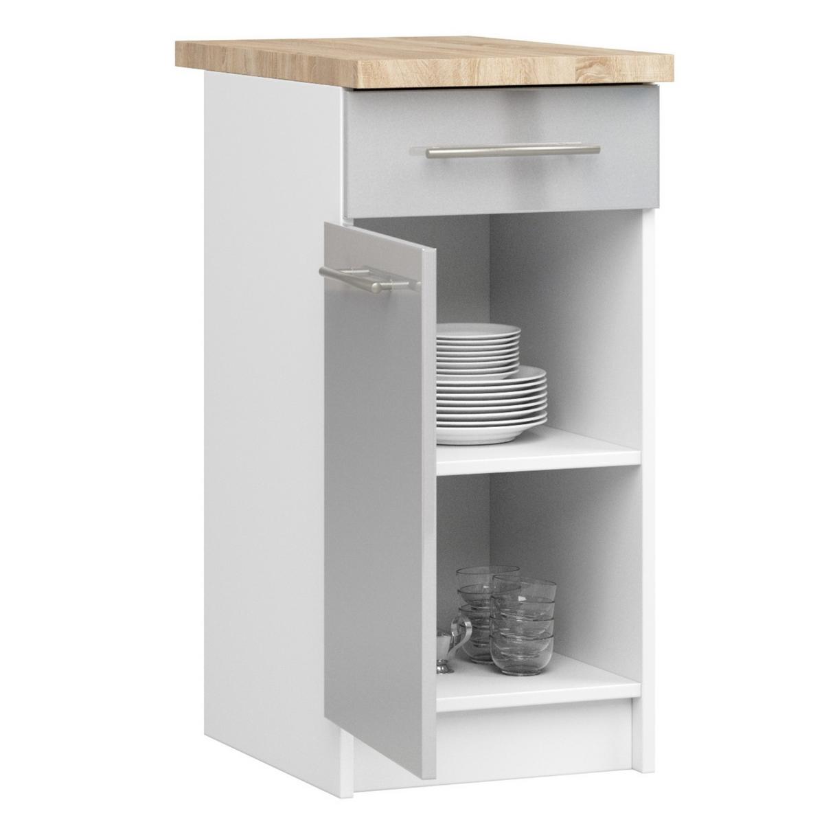 UNTERSCHRANK Weiß, Metallisch Glanz 85/40/46 - Weiß, Holzwerkstoff (40/85/46cm) - RAUMHIRSCH FURNITURE