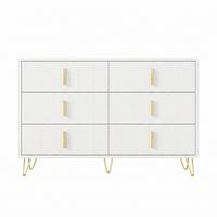 SIDEBOARD weiß gold 120cm 6 schubladen modern - Weiß, Holzwerkstoff (120/77/40cm) - Urban Meuble