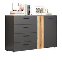 SIDEBOARD grau, Evoke Eiche 139 cm, Kommode mit viel Stauraum - Eichefarben/Anthrazit, Holzwerkstoff/Kunststoff (139/86/38cm) - Top.Furn
