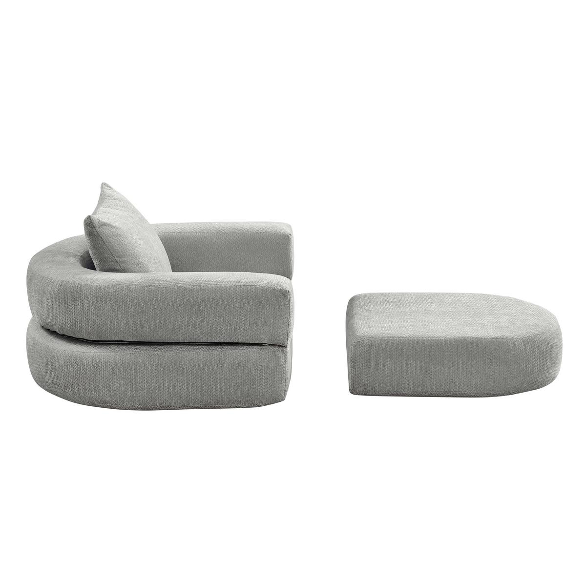 SCHLAFSESSEL in Chenille-Optik - Grau, Textil (101/41/90cm) - Urban Meuble