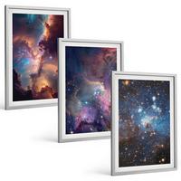 BILDER SET 3er Set - 40x60 cm Silberner Rahmen - Kosmische Sternenlandschaften - Silberfarben, Kunststoff (40/60cm) - TULUP