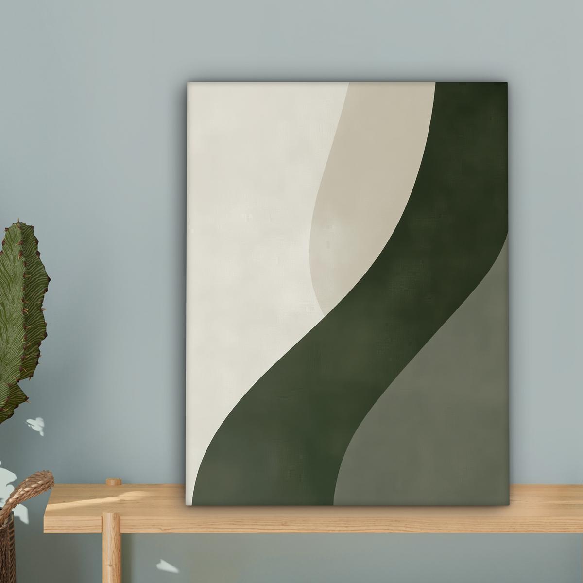 LEINWANDBILD Japandi - Grün - Abstrakt - Modern Room Decor 30x40 cm - Salbeigrün, Textil (30/40cm) - MuchoWow
