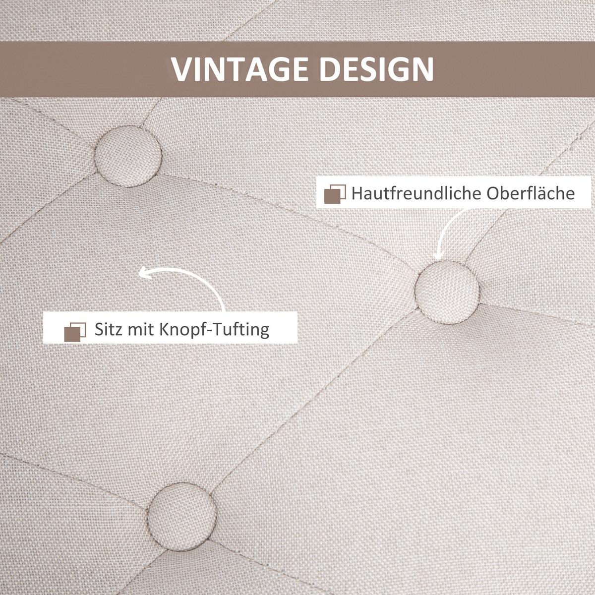 TRUHENBANK leinenartiges Polyester holz Cremeweiß - Creme, Kunststoff (40/44/100cm) - HOMCOM