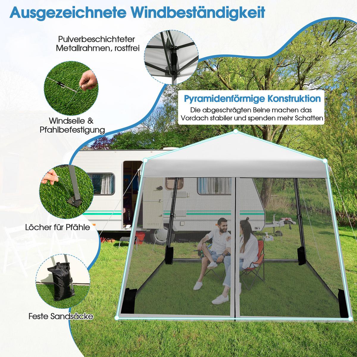 PAVILLON 3x3 m Grau - Grau, Kunststoff (300/255/300cm) - COSTWAY