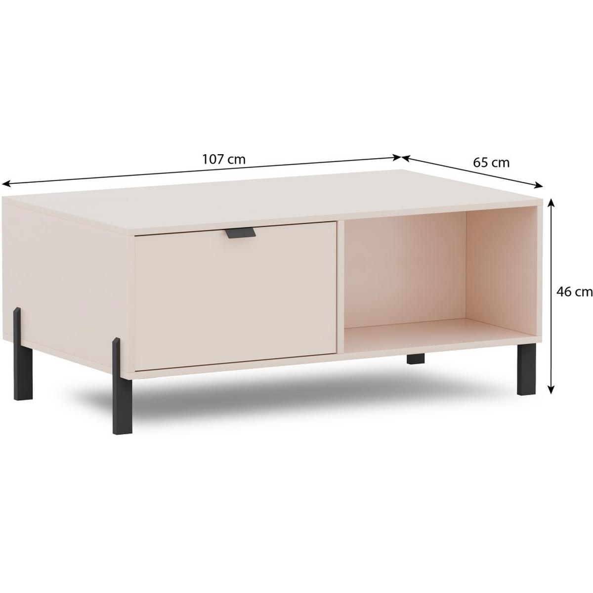COUCHTISCH Cortina mit 1 Schublade, Sandbeige - Sandfarben/Schwarz, Holzwerkstoff (46/107/65cm) - Beautysofa