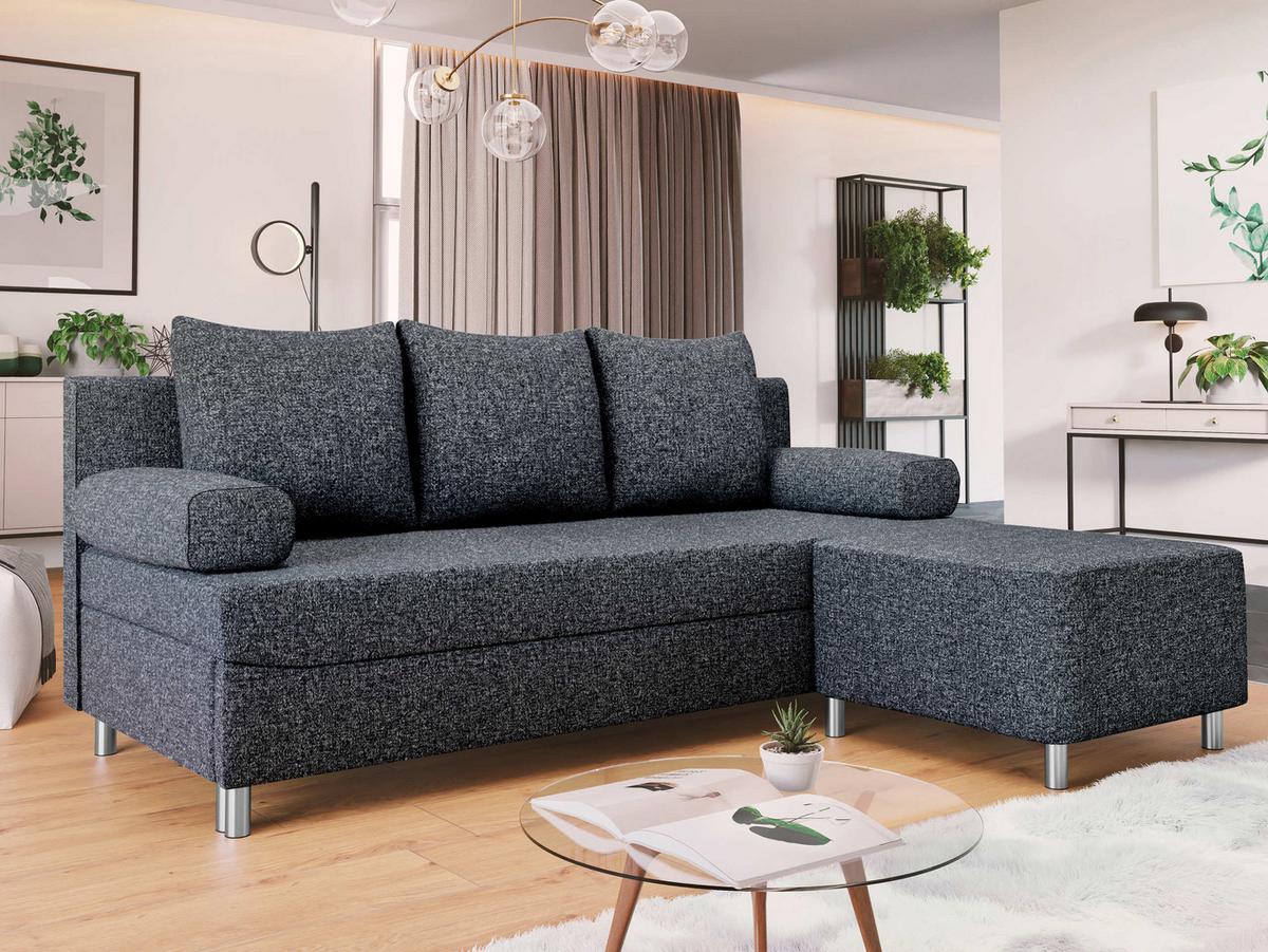 SCHLAFSOFA Dover mit Polsterhocker - Chromfarben/Greige, Holz/Kunststoff (192/86/80cm) - MIRJAN24