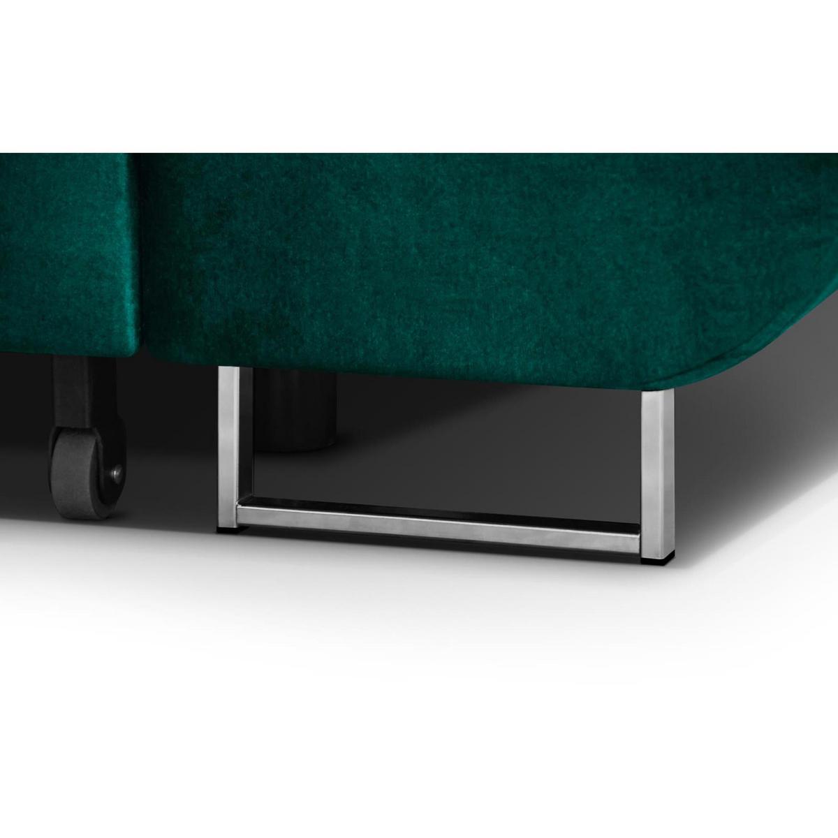 ECKSCHLAFSOFA Vild verstellbaren Kopfstützen, Dunkelgrün, links - Chromfarben/Dunkelgrün, Textil (275/203cm) - Beautysofa