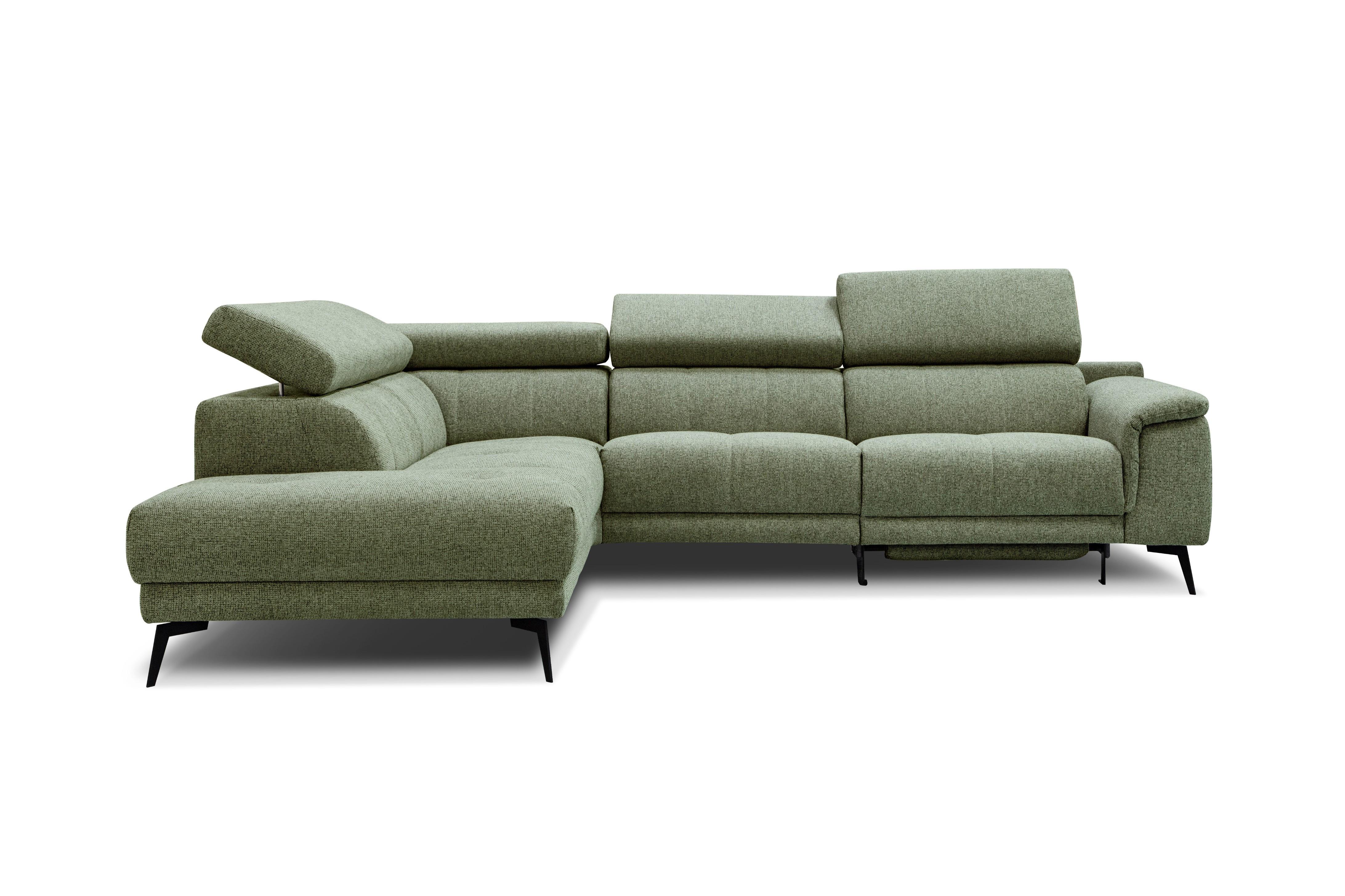 ECKSOFA FIERO 5-Sitzer mit 1 Relaxfunktion, olivgrün - Olivgrün, Holzwerkstoff/Textil (228/290cm) - Wozimo