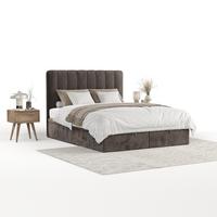 POLSTERBETT Vienna mit Stauraum 160/200 cm Braun im Lotta Stoff - Schwarz/Braun, Holz/Holzwerkstoff (160/200cm) - AltaBeds