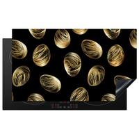 HERDABDECKPLATTE Eier - Gold - Muster Ceranfeldabdeckung 90x52 cm - Schwarz, Kunststoff (90/52/0.2cm) - MuchoWow