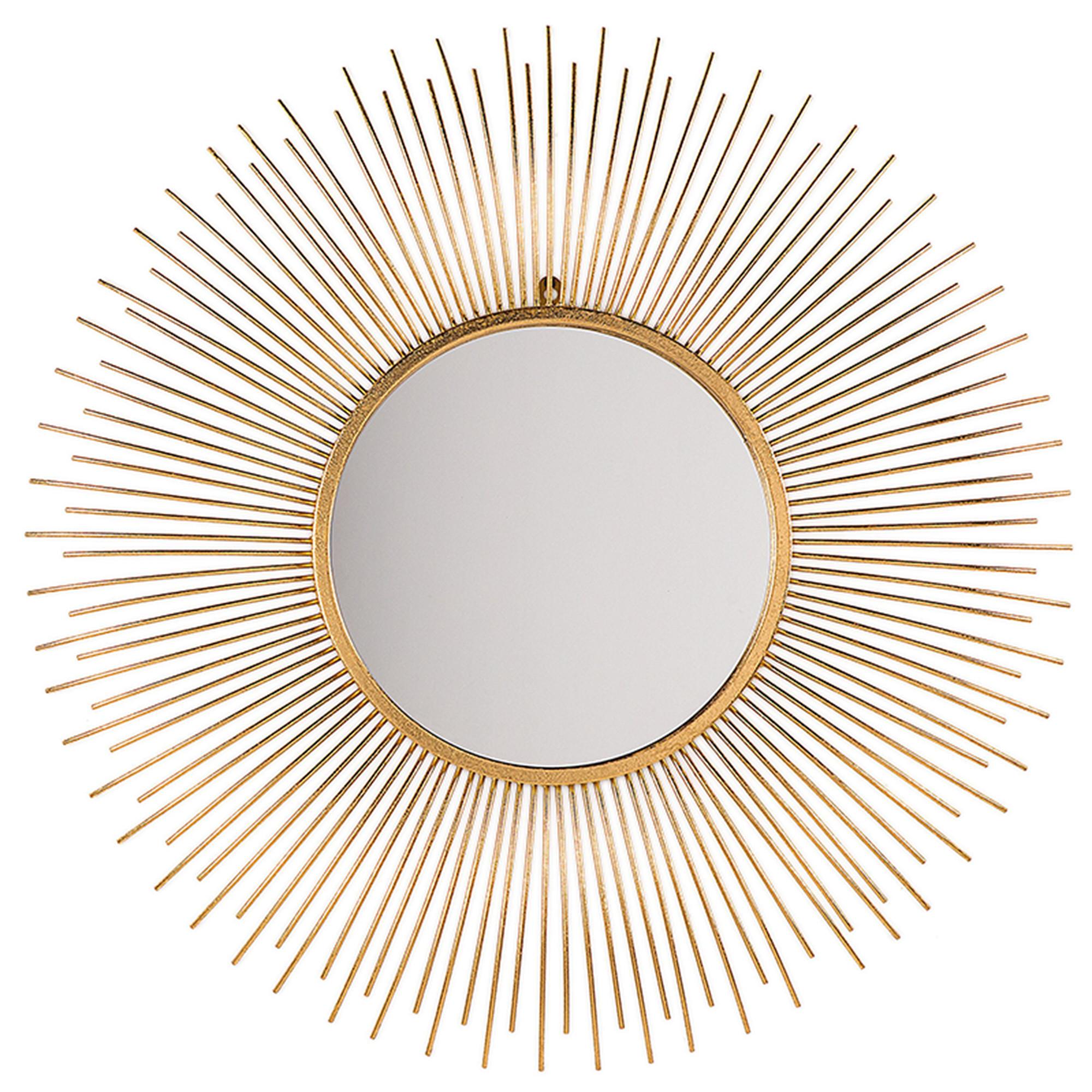 WANDSPIEGEL gold Sonnenform 80 cm Cilly - Goldfarben, Metall (76/76/3cm) - Beliani