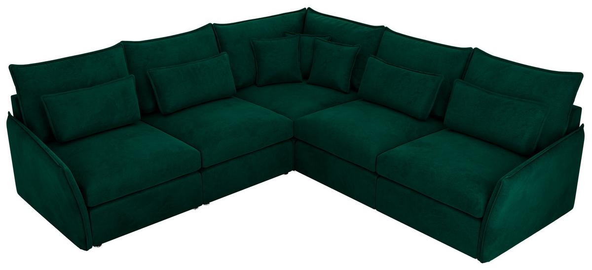 ECKSOFA VERSO L Dunkelgrün Velvet - Dunkelgrün/Schwarz, Kunststoff/Textil (270/270cm) - MKS