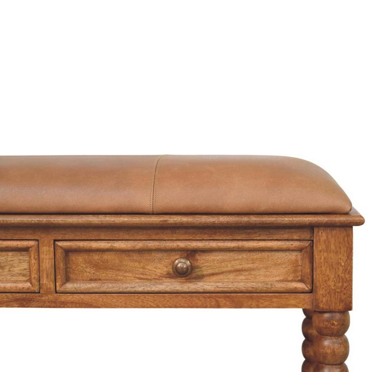 SITZBANK mit Amber-Eichen-Finish, 2 Schubladen, 1 offene Ablage, hellbraun. - Hellbraun, Holz (90/55/35cm) - Artisan Furniture