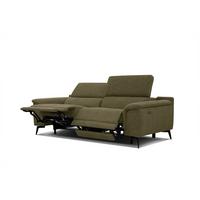 RELAXSOFA FIERO 3-Sitzer mit 2 Relaxfunktionen, olivgrün - Schwarz/Olivgrün, Holzwerkstoff/Textil (212/82/103cm) - Wozimo