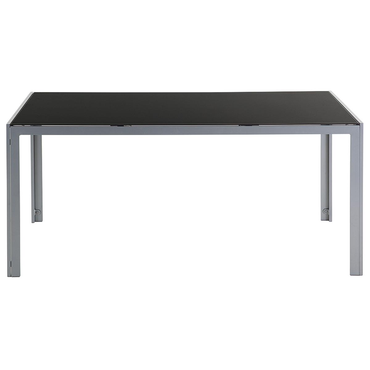 GARTENTISCH Glas schwarz 160/90 cm Catania - Schwarz, Metall (160/91/71cm) - Beliani