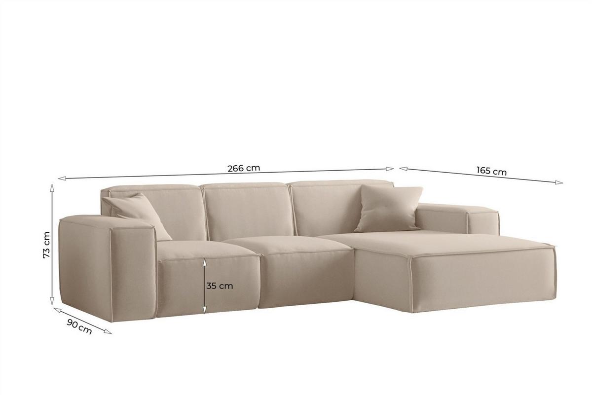 ECKSOFA Celes Premium In Artico - Creme, Holzwerkstoff/Textil (266/165cm) - Fun Möbel
