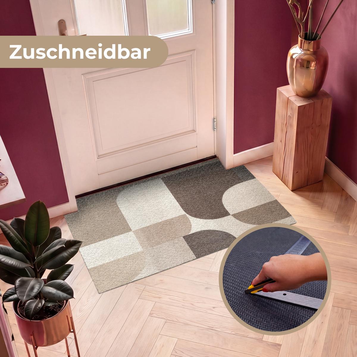 FUSSMATTE Geometrisch - Gewebte Struktur - Modern Fußabtreter 120x80 cm - Beige, Kunststoff (120/0.4cm) - MuchoWow