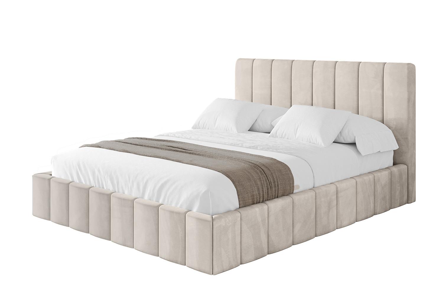 POLSTERBETT mit Bettkasten und Lattenrost, Bett mit Matratze H3/H4 - FINO 180x200 Beige - Beige, Holzwerkstoff/Textil (180/200cm) - ALTDECOR