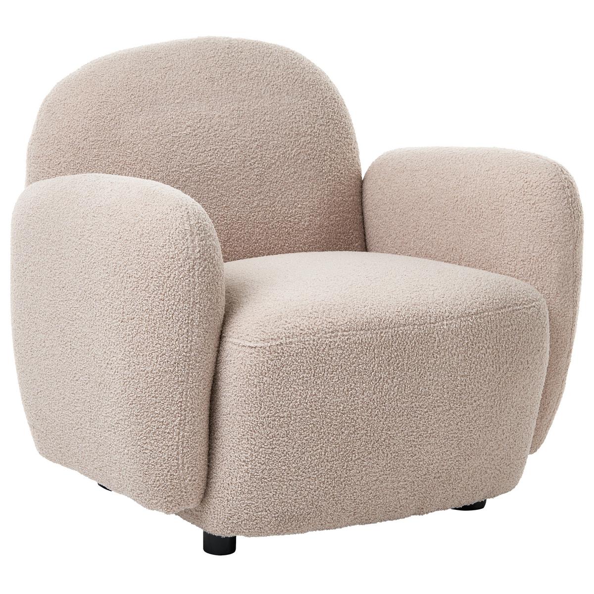 SESSEL Bouclé Beige Jule - Beige/Schwarz, Kunststoff/Textil (89/77/82cm) - Beliani