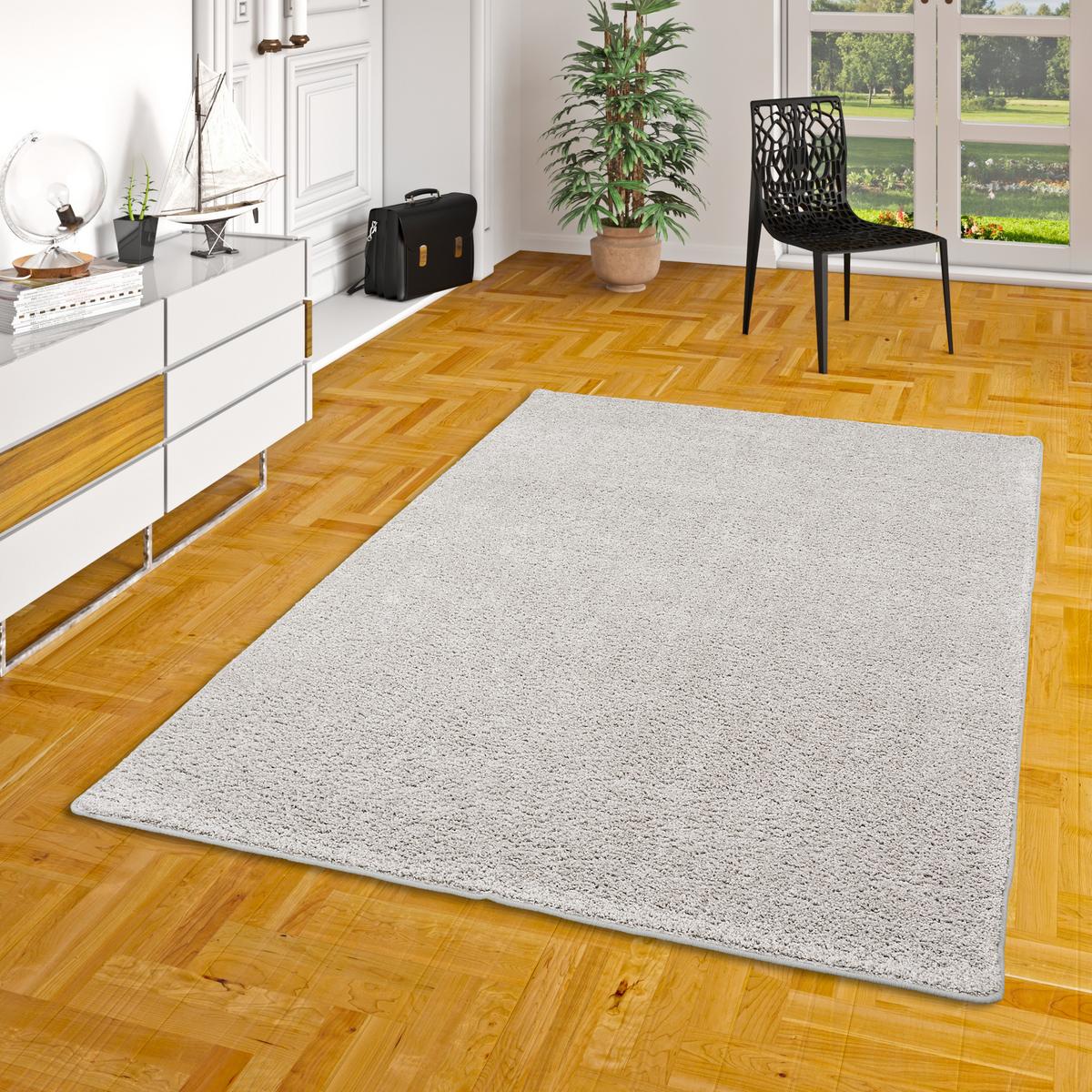 HOCHFLOR VELOURS TEPPICH MONA - Silberfarben, Textil (80/240cm) - Snapstyle