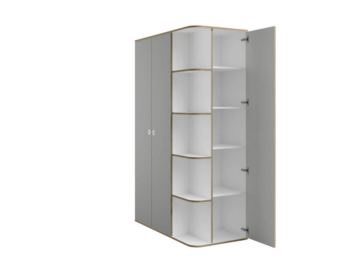 DREHTÜRENSCHRANK AMARIS 120/196,5/60cm 3-türig Weiß - Weiß/Grau, Holzwerkstoff (120/196.5/60cm) - MASSENO