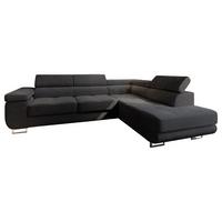 ECKSOFA APIRO R-S Schwarz Kordstoff mit Schlaffunktion - Silberfarben/Schwarz, Holz/Textil (276/202cm) - MASSENO