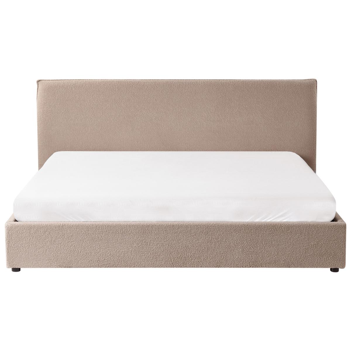 BETT mit Stauraum 180/200 cm Bouclé Taupe Lavaur - Taupe, Textil (180/200cm) - Beliani