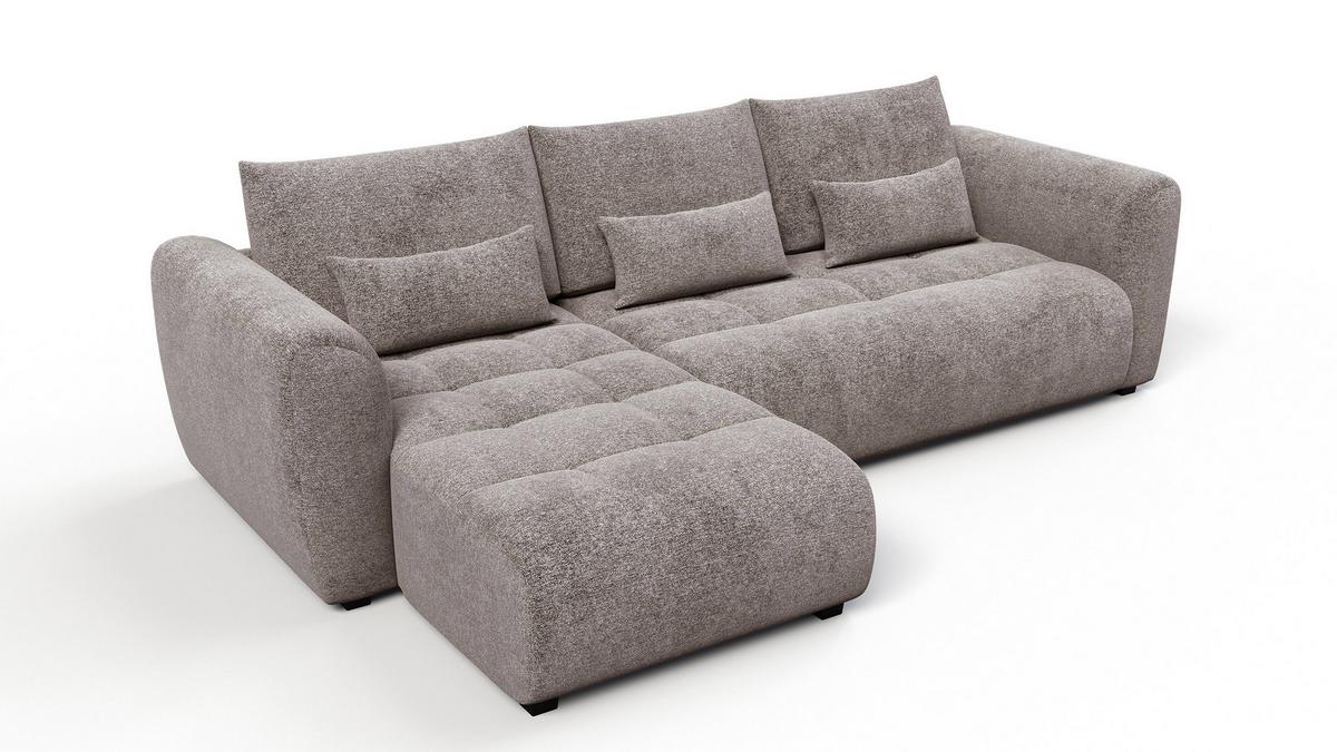 ECKSOFA SORENO 4-Sitzer, dunkelbeige - Beige/Schwarz, Holz/Textil (293/171cm) - Wozimo