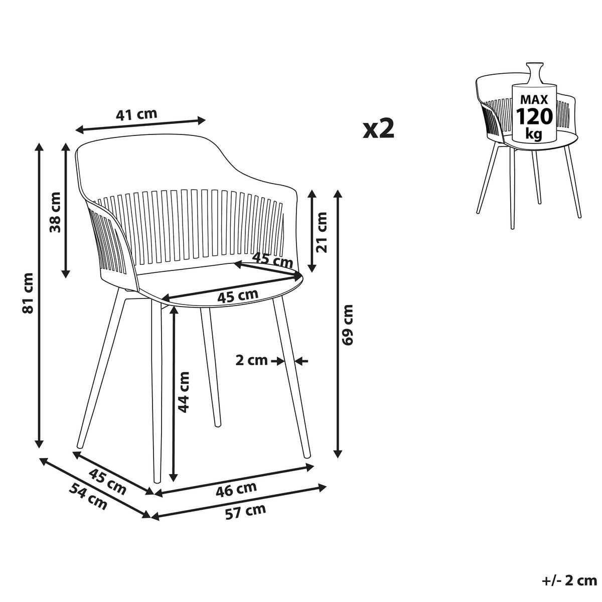 ESSZIMMERSTUHL 2er-Set Kunststoff Weiß Bereca - Weiß, Kunststoff/Metall (57/81/54cm) - Beliani