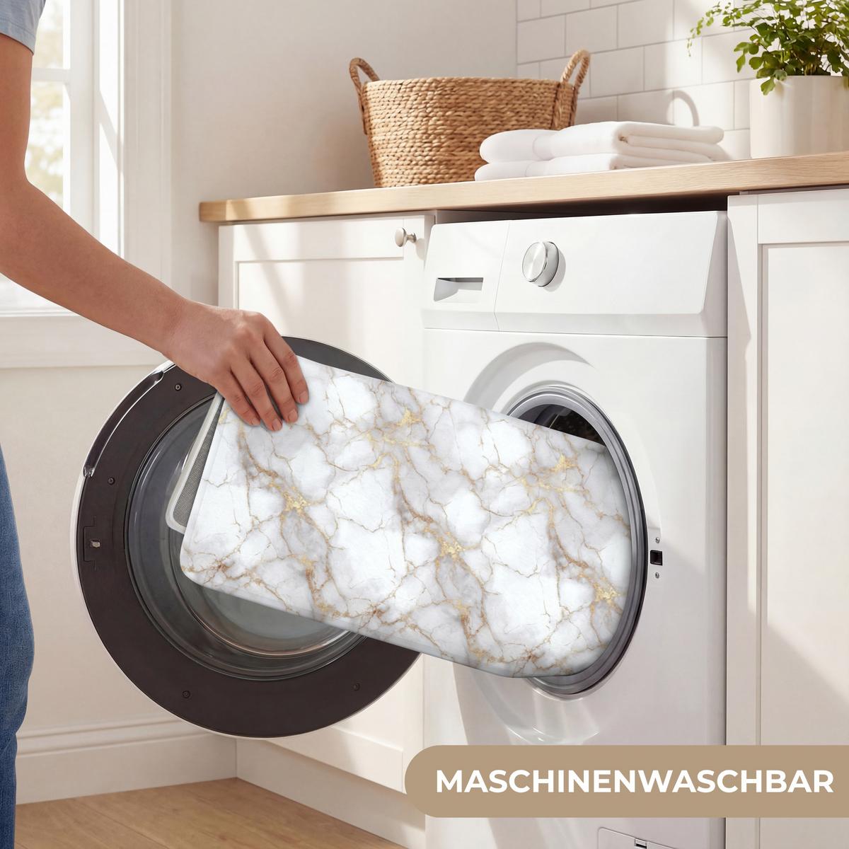BADEMATTE Weiß - Gold - Marmor - Grau 60x120 cm - Weiß, Textil (60/120cm) - OnlyWow