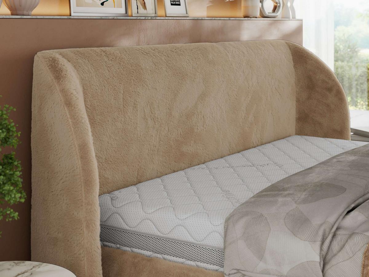 POLSTERBETT CAELA CLASSIC 200/200 - Beige Plüsch - Pocket-Matratze - Beige, Textil (200/200cm) - MKS