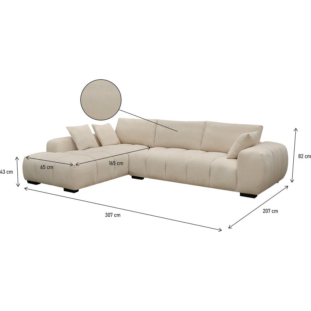 ECKSOFA monceau beige - Beige, Textil (207/307cm) - Habitat Garten