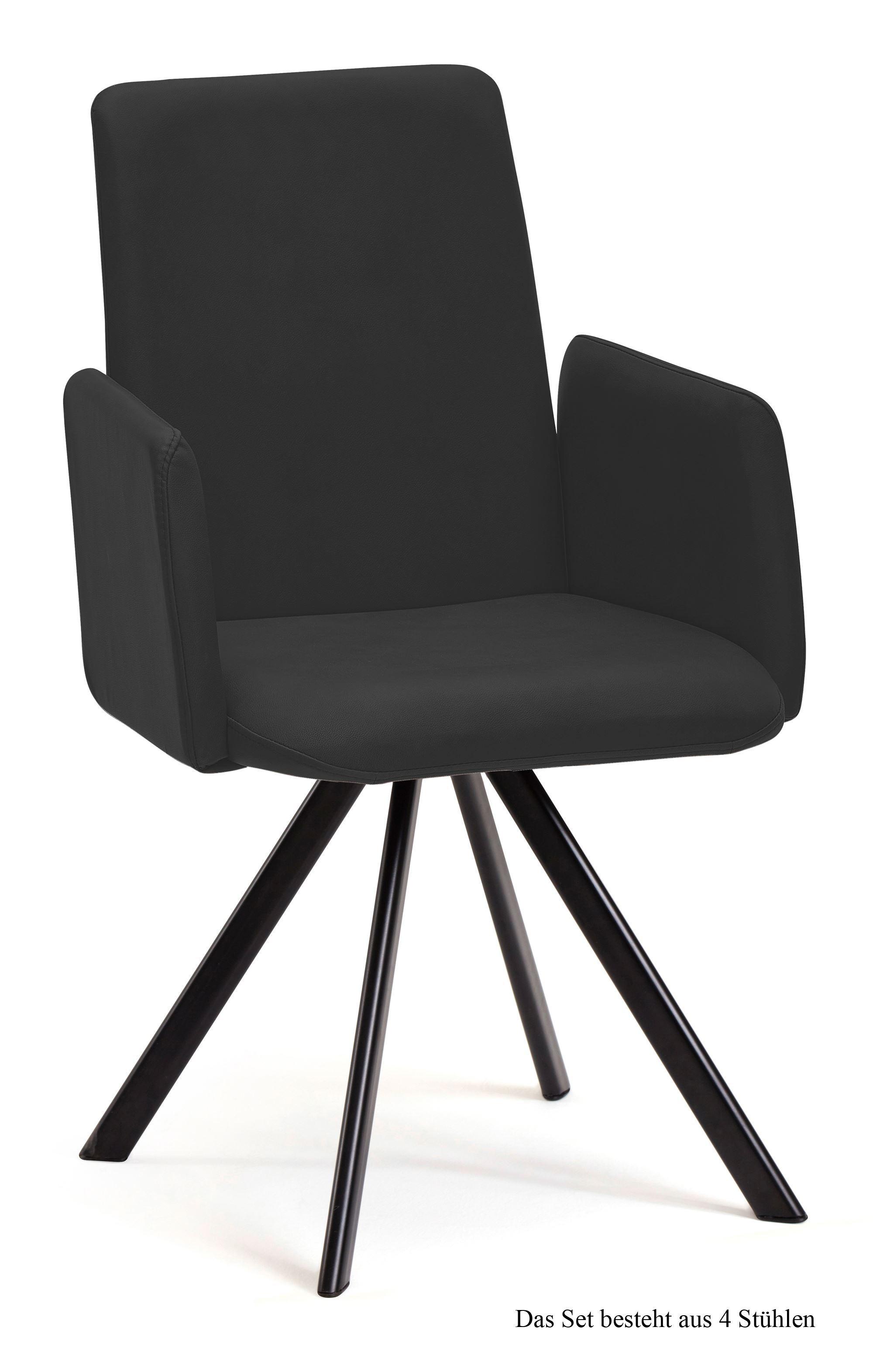 ARMLEHNSTUHL (4er-Set) Daune 52x92x60 Schwarz/Anthrazit - Anthrazit/Schwarz, Kunststoff (60/92/52cm) - 58aufmkessel