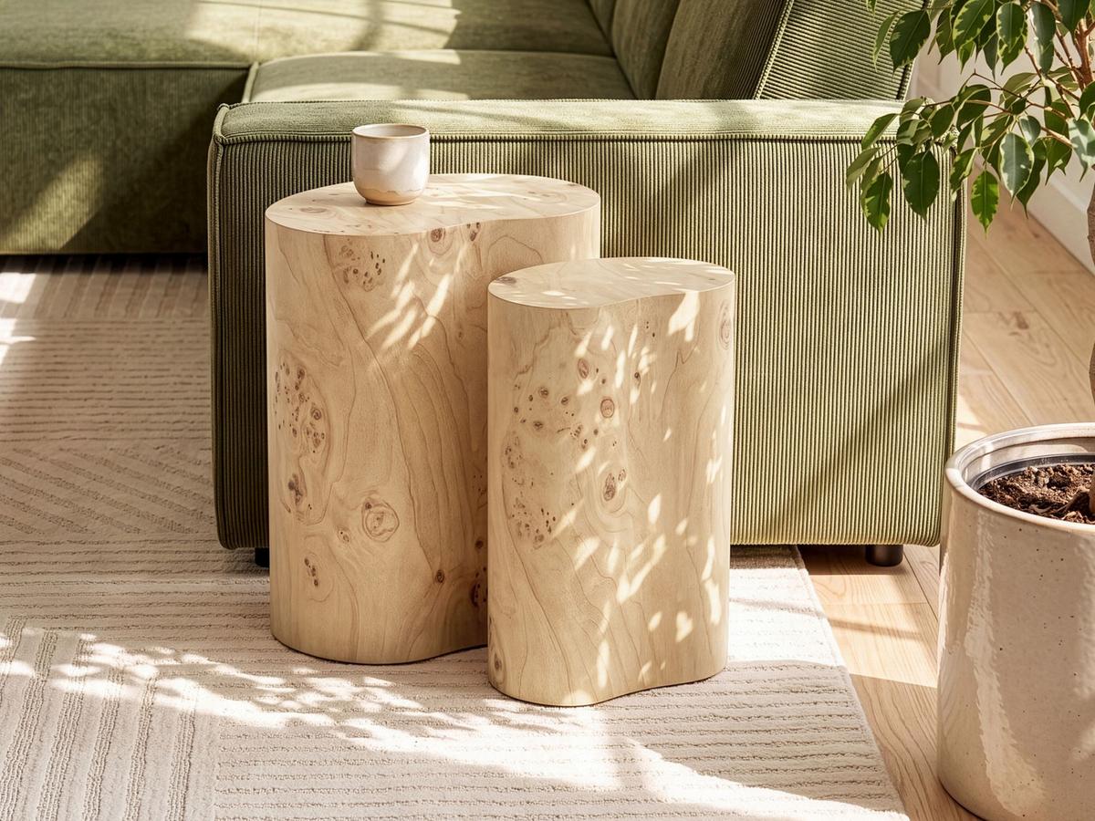 COUCHTISCH 2er-Set Wurzelholz Optik - Braun, Holzwerkstoff (24/35/45cm) - Beliani