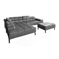 ECKSOFA NELSON Anthrazit Leder - Anthrazit/Schwarz, Leder/Metall (321/216cm) - KAWOLA