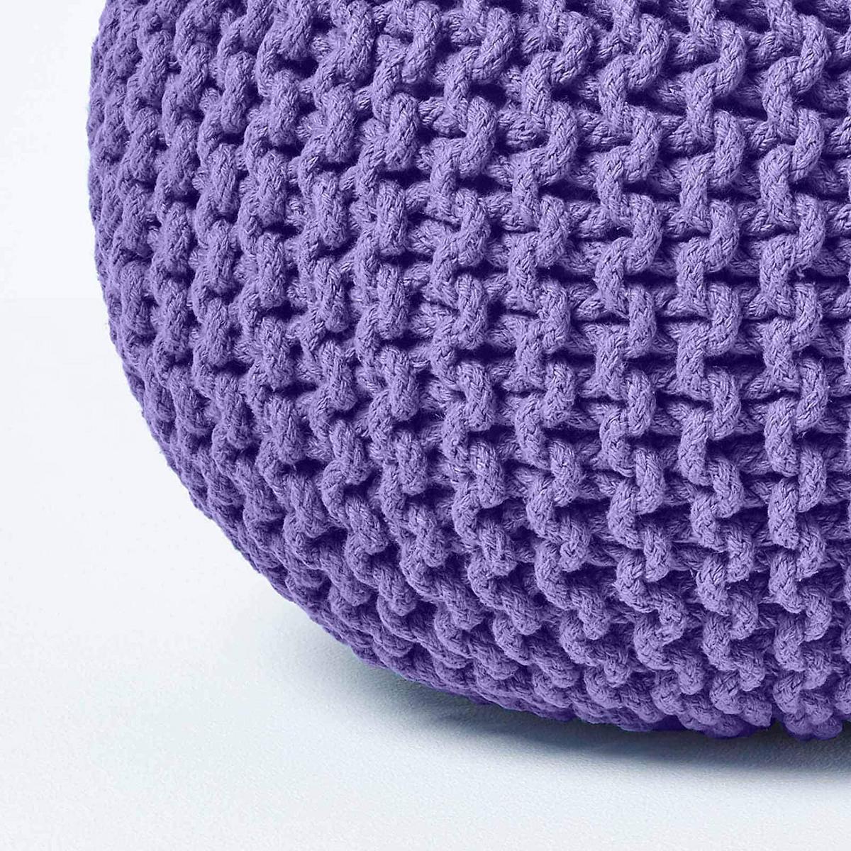 STRICK-POUF lila, 40/40/35 cm - Violett, Textil (40/35/40cm) - Homescapes