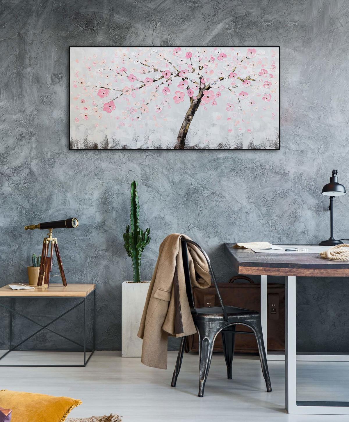 ACRYLBILD HANDGEMALT 120/60 cm - Pink/Grau, Holz/Textil (120/60cm) - KUNSTLOFT