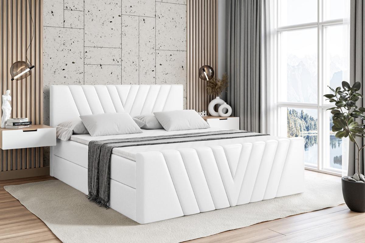 BOXBETT ERNINA-Z - 140x200 cm - H3 - Weiß Hochglanz - Weiß Hochglanz, Holzwerkstoff (140/200cm) - ALTDECOR