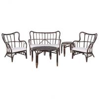 GARTENMÖBEL-SET 4-sitzer Rattan Braun Brindisi - Braun, Naturmaterialien - Beliani