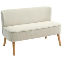 SOFA 2 Sitzer modern Couch ohne Armlehne Polstersofa mit Cord-Optik Cremeweiß - Perlmutt/Creme, Holz/Textil (56.5/77/117cm) - HOMCOM