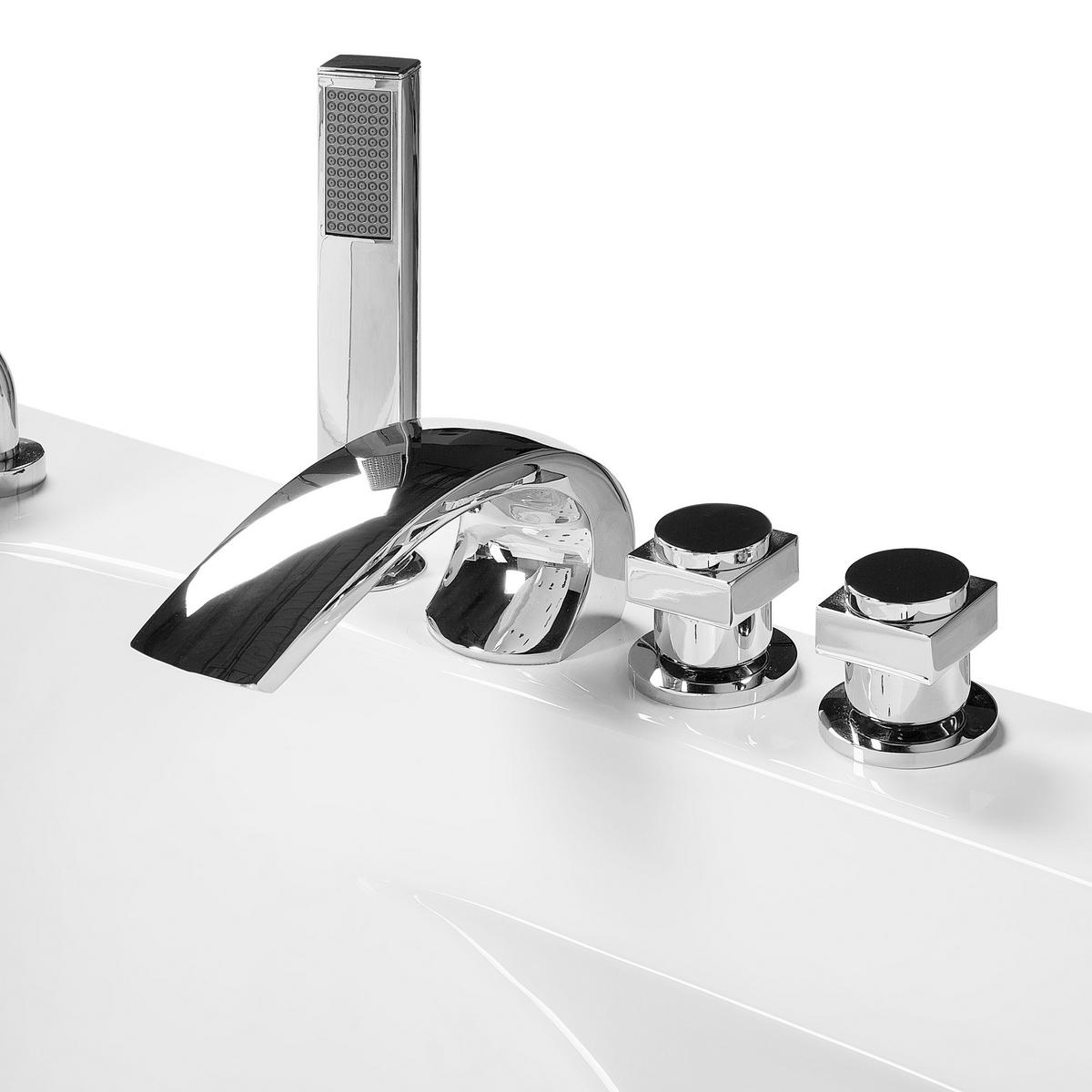WHIRLPOOL BADEWANNE mit LED 136x187x63 cm weiß Mangle - Weiß, Kunststoff (136/63/187cm) - Beliani