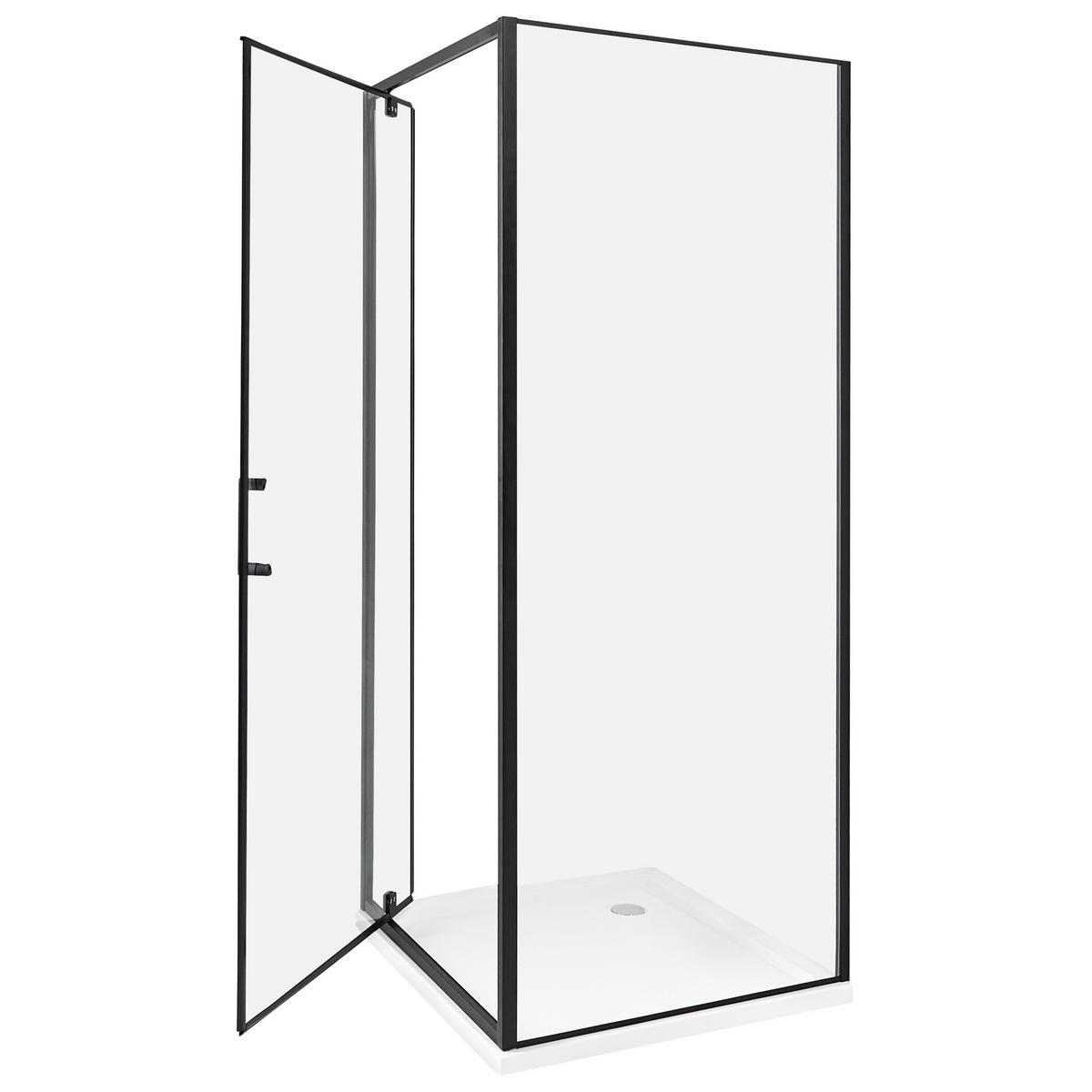 DUSCHKABINE 70/70/185 cm Schwarz Darli - Transparent/Schwarz, Glas (70/70/185cm) - Beliani