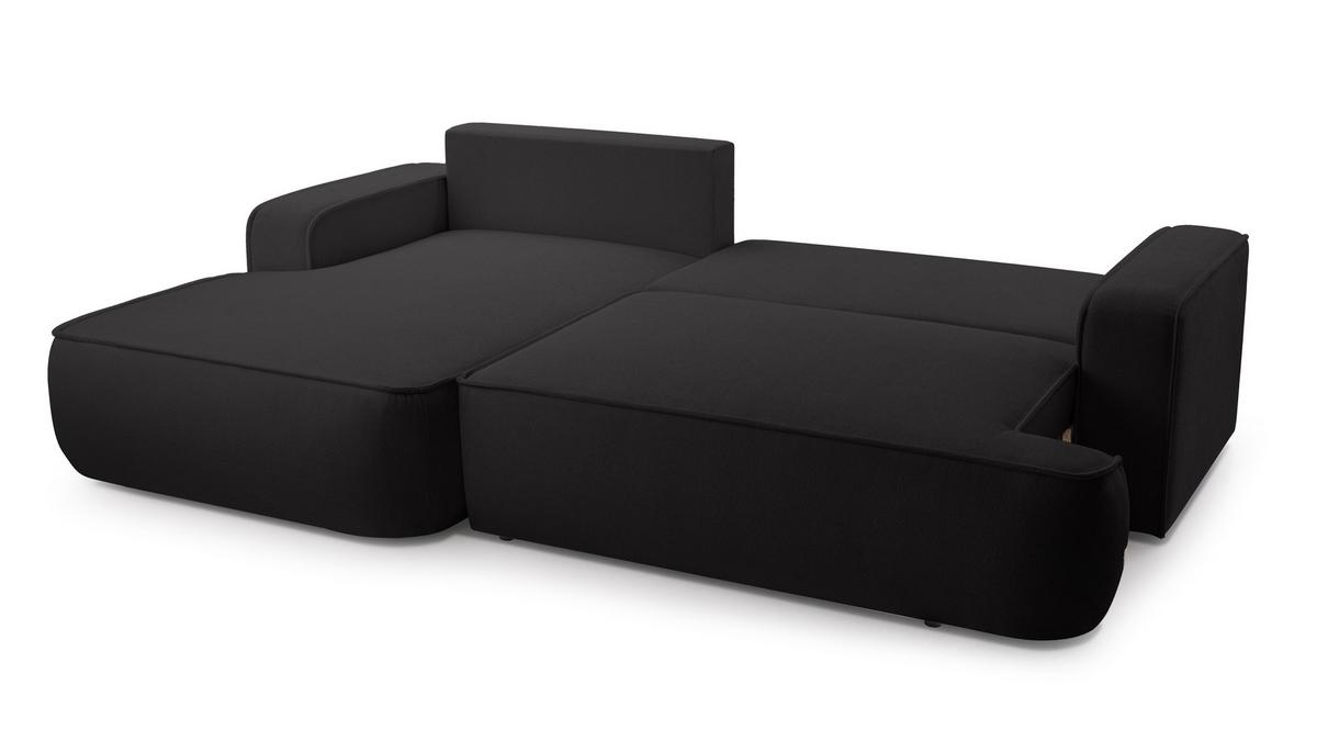 ECKSOFA L Form Ablia Schwarzes 267/168/87 cm mit Schlaffunktion L - Schwarz, Kunststoff/Textil (168/267cm) - AX Living
