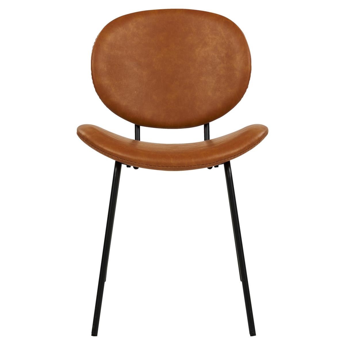 ESSZIMMERSTUHL 2er-Set Kunstleder Braun Luana - Schwarz/Braun, Textil/Metall (50/80/52cm) - Beliani